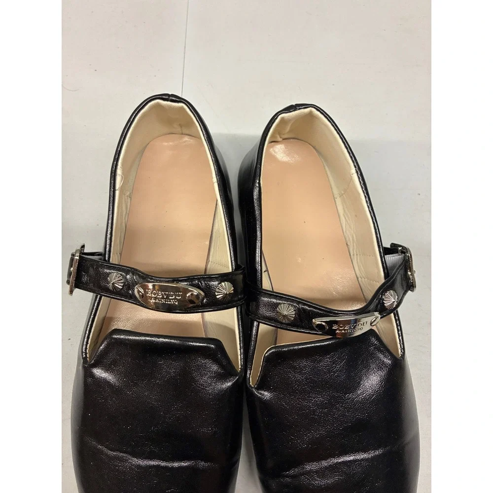 Boevdu Aainilyo Square Toe Studded Mary Jane Loafers Flats Womens 10 Black Strap
